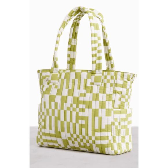 BEIS Bags Nwt Beis X Elsa Hosk Quilted Tote Diaper Bag In Play Date Checkered Green Poshmark